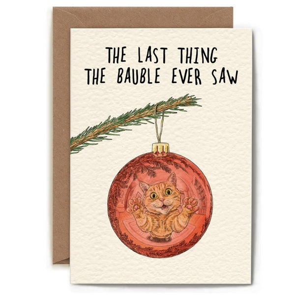 Cat Bauble Christmas Card  | Bewilderbeest | boogie + birdie