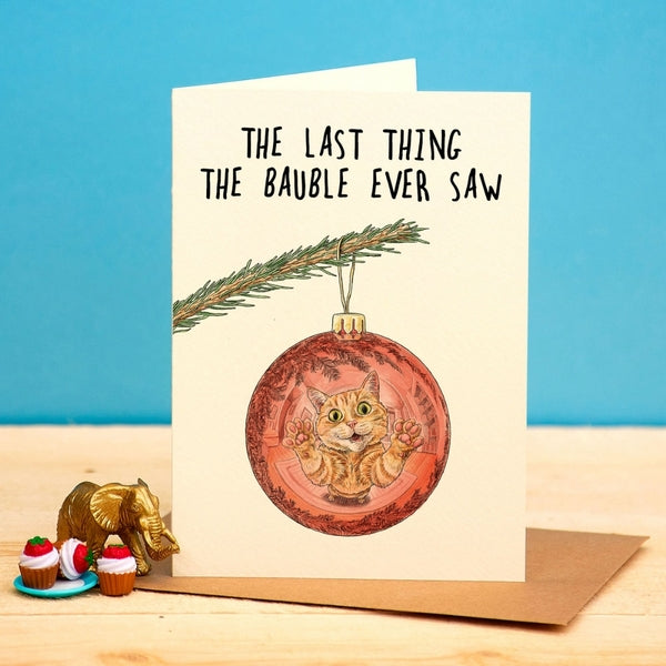Cat Bauble Christmas Card  | Bewilderbeest | boogie + birdie