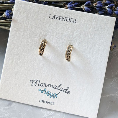 Bronze Lavender Hoop Huggies Earrings | Marmalade Jewellery | boogie + birdie