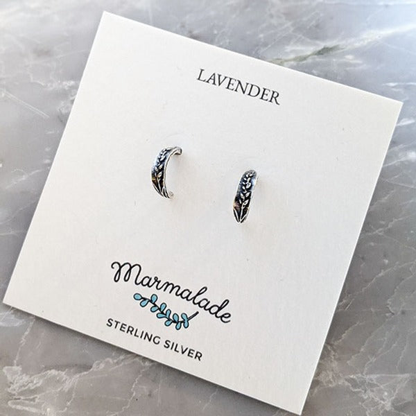 Silver Lavender Hoop Huggies Earrings | Marmalade Jewellery | boogie + birdie