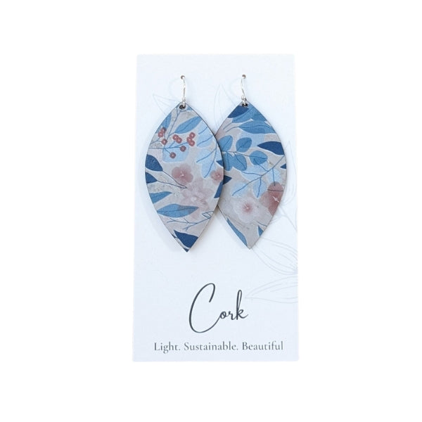 Blue Fall Leaf Cork Earrings  | Plum Tree | boogie + birdie 