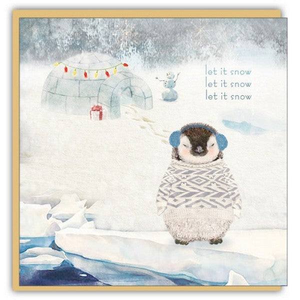 Let It Snow Penguin Holiday Card
