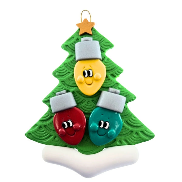 Personalized Family of 3 Light Bulbs Ornament | Ornamentopia | boogie + birdie