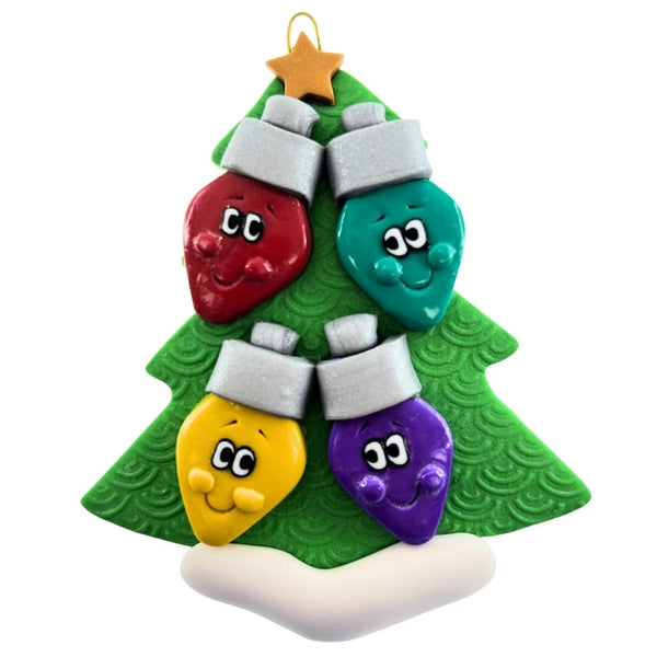 Personalized Family of 4 Light Bulbs Ornament | Ornamentopia | boogie + birdie