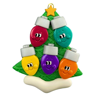 Personalized Family of 5 Light Bulbs Ornament | Ornamentopia | boogie + birdie