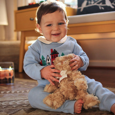 Little Daniel Bear Plush with White Bow | Bukowski Bears | boogie + birdie