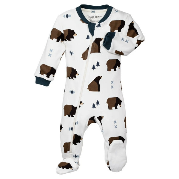 3-6M Little Grizzle 100%Organic Cotton Sleeper | ZippyJamz | boogie + birdie
