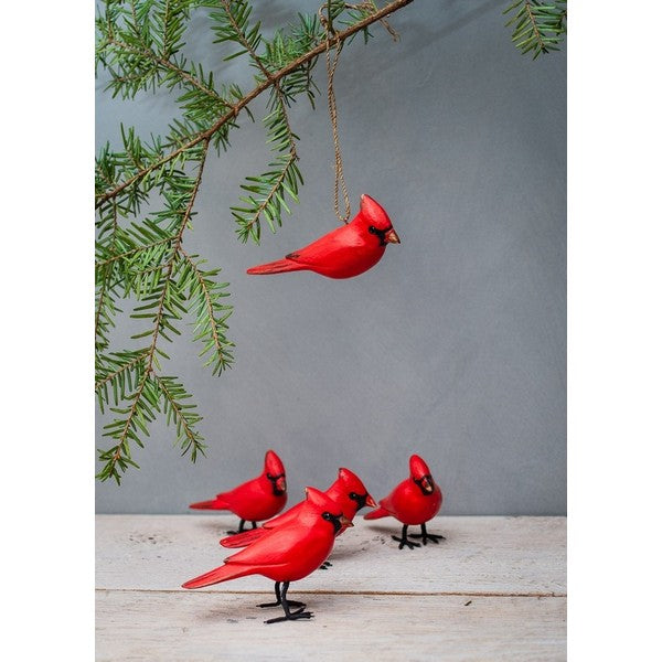 Male Cardinal Hand Carved Statue | boogie + birdie