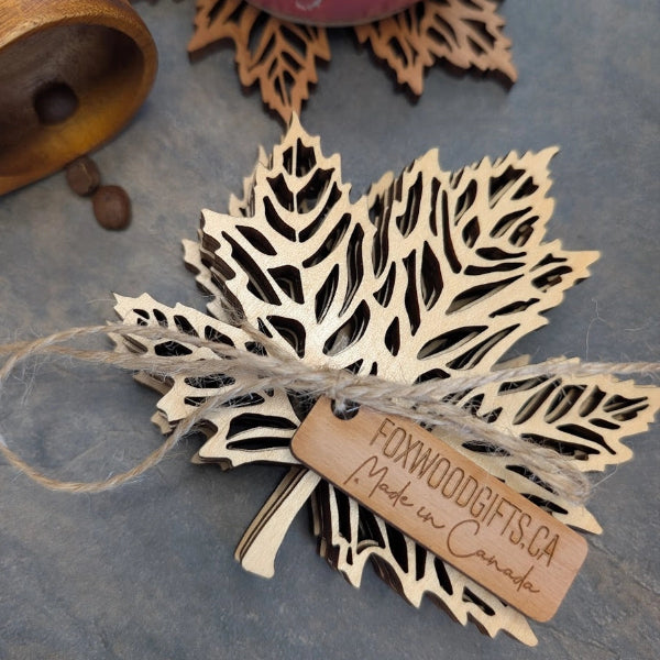 Maple Wood Handmade Maple Leaf Coaster Set | Foxwood Gifts | boogie + birdie