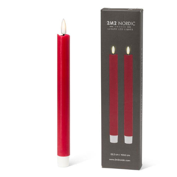 Flameless Taper Candle Red 9.5"  Set of 2 | Decor | boogie + birdie