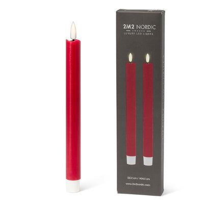 Flameless Taper Candle Red 9.5"  Set of 2 | Decor | boogie + birdie
