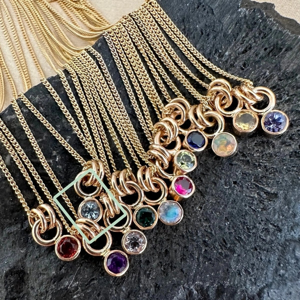 Gold Aquamarine Kindred Birthstone Necklace | Open Fire | boogie + birdie