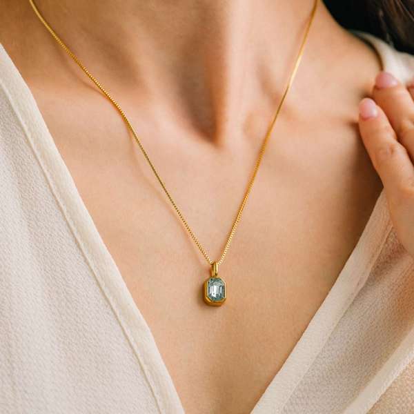 Gold March Waterproof Birthstone Necklace | Lover's Tempo | boogie + birdie