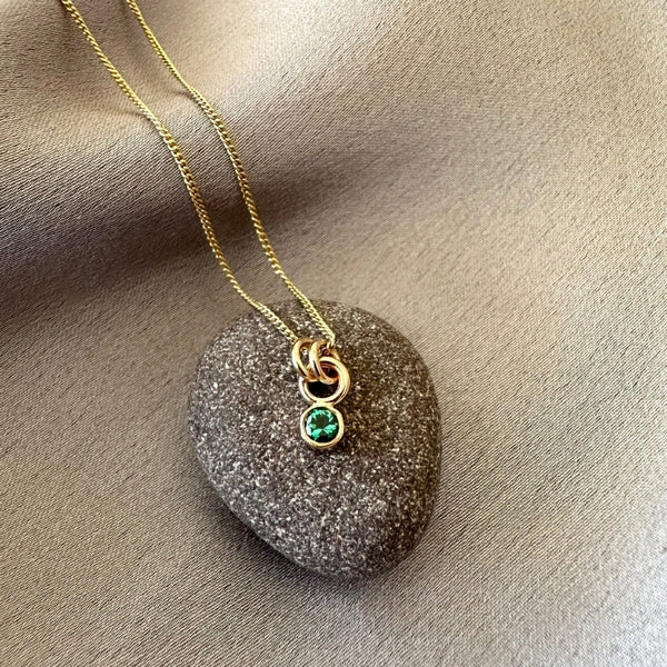 Gold Emerald Kindred Birthstone Necklace | Open Fire | boogie + birdie