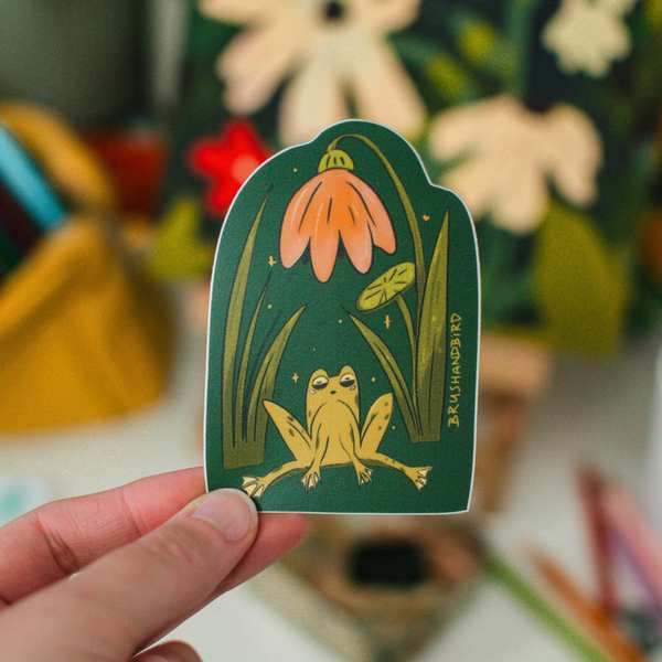 Meditating Frog Sticker | Brush + Bird Paper Co. | boogie + birdie

