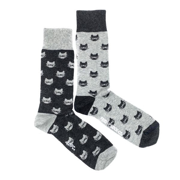 Men's Inverted Grey Cat Socks | Friday Sock Co. | boogie + birdie