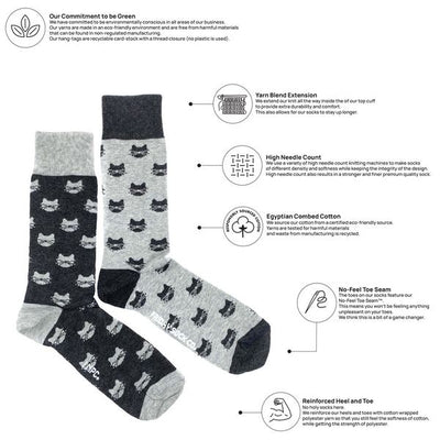 Men's Inverted Grey Cat Socks | Friday Sock Co. | boogie + birdie