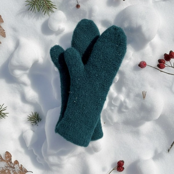 Dark Teal Heathered Wool Mittens | Julie Sinden | boogie + birdie