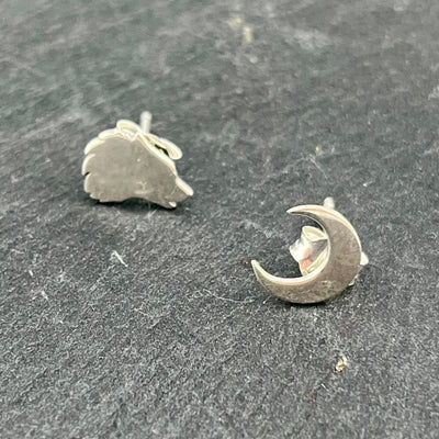 Silver Moon + Wolf  Stud Earrings Set | Argent Whimsy | boogie + birdie