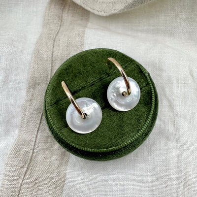 Gold Mother of Pearl Hoop Earrings | Open Fire | boogie + birdie