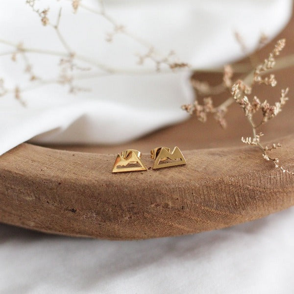 Gold Mountain Stud Earrings  | Birch Jewellery | boogie + birdie