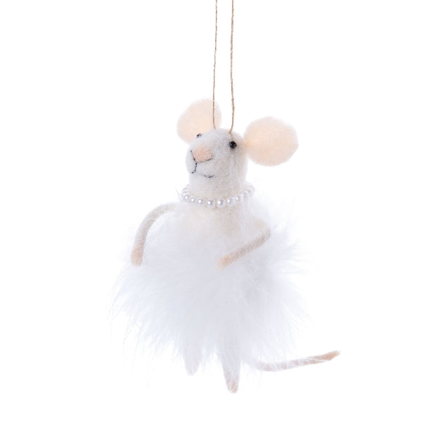Mouse in Tutu with Pearl Necklace Felt Ornament | Holidays | boogie + birdie