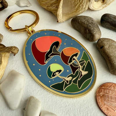 Cubensis Mushroom Enamel Keychain (KC25CUBE) | Pika & Bear | boogie + birdie