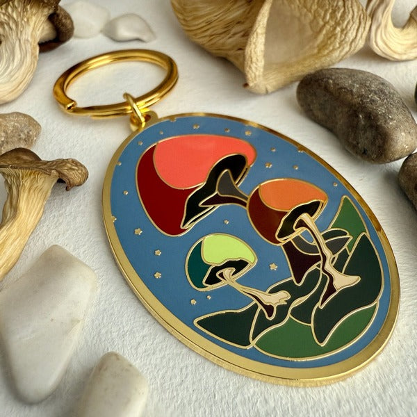 Cubensis Mushroom Enamel Keychain (KC25CUBE) | Pika & Bear | boogie + birdie