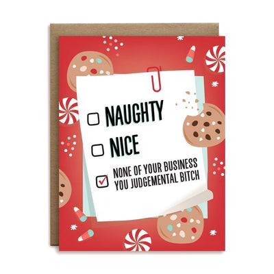 Naughty or Nice Judgemental Christmas Card | I'll Know It When I See It | boogie + birdie