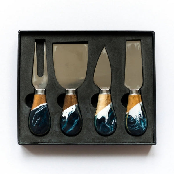 Navy & White Metallic Cheese Knife Set | Entertaining | boogie + birdie