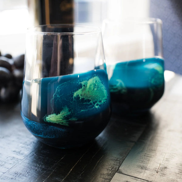 Northern Lights Stemless Wine Glasses | Set of 2 | Lynn & Liana | boogie + birdie
