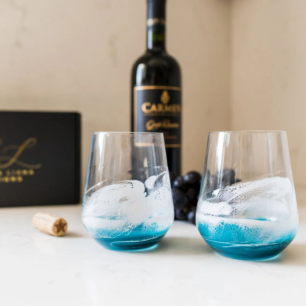 Ocean Vibes Stemless Wine Glasses | Set of 2 | Lynn & Liana | boogie + birdie