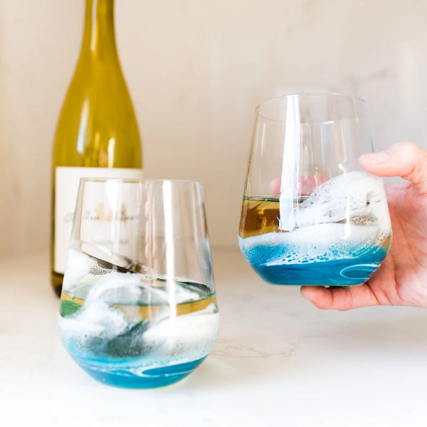 Ocean Vibes Stemless Wine Glasses | Set of 2 | Lynn & Liana | boogie + birdie