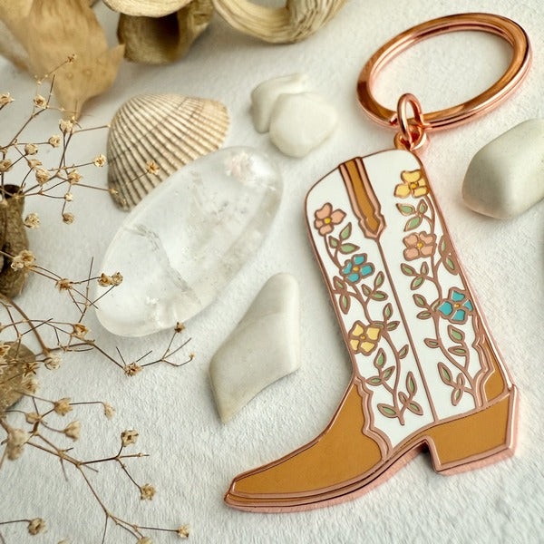 Dolly Cowboy Boot Enamel Keychain (KC25DOLLY) | Pika & Bear | boogie + birdie