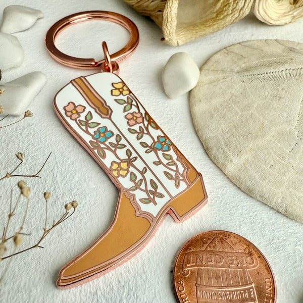 Dolly Cowboy Boot Enamel Keychain (KC25DOLLY) | Pika & Bear | boogie + birdie