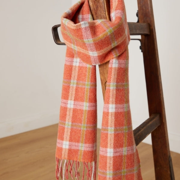 Orange Check Lambswool Scarf | Foxford | boogie + birdie