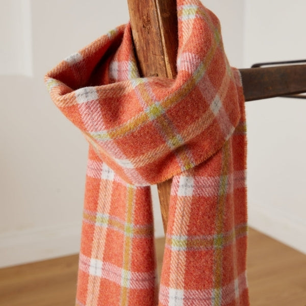 Orange Check Lambswool Scarf | Foxford | boogie + birdie