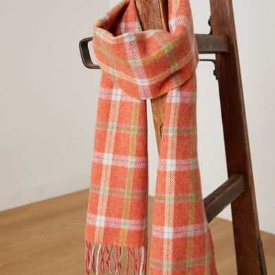 Orange Check Lambswool Scarf | Foxford | boogie + birdie