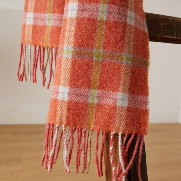 Orange Check Lambswool Scarf | Foxford | boogie + birdie