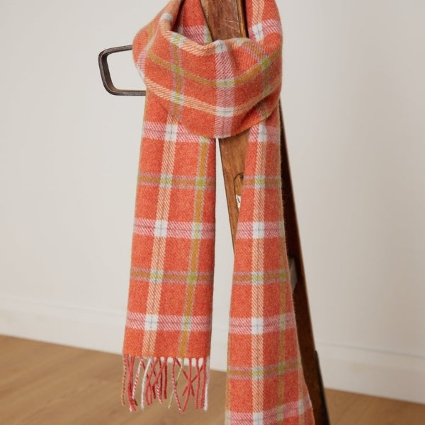 Orange Check Lambswool Scarf | Foxford | boogie + birdie