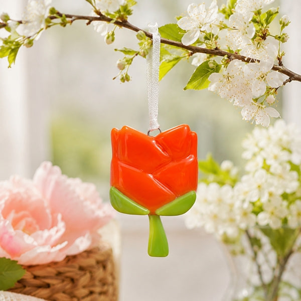 Glass Orange Tulip Ornament | Station Pole Nord | boogie + birdie