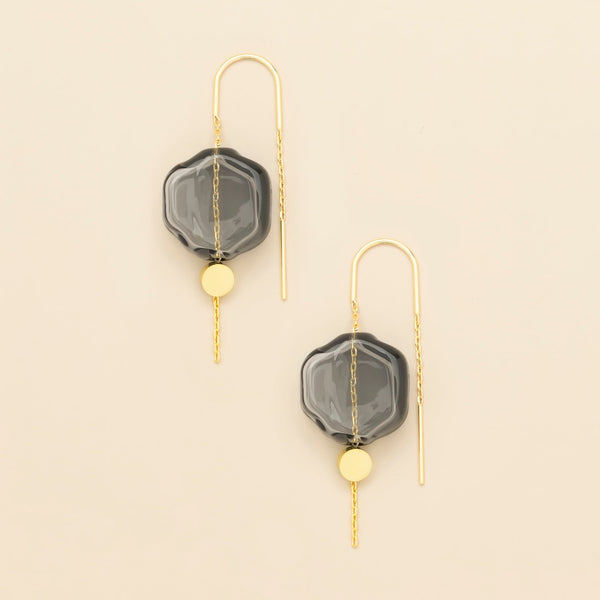 Refined Gold & Smoke Organic Glass Threader Earrings | Scout | boogie + birdie