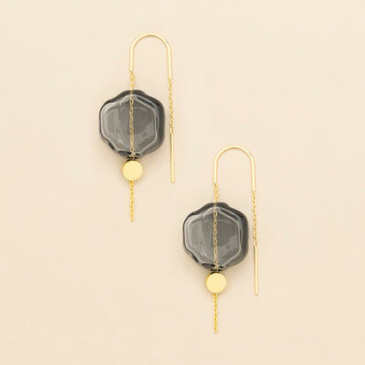 Refined Gold & Smoke Organic Glass Threader Earrings | Scout | boogie + birdie