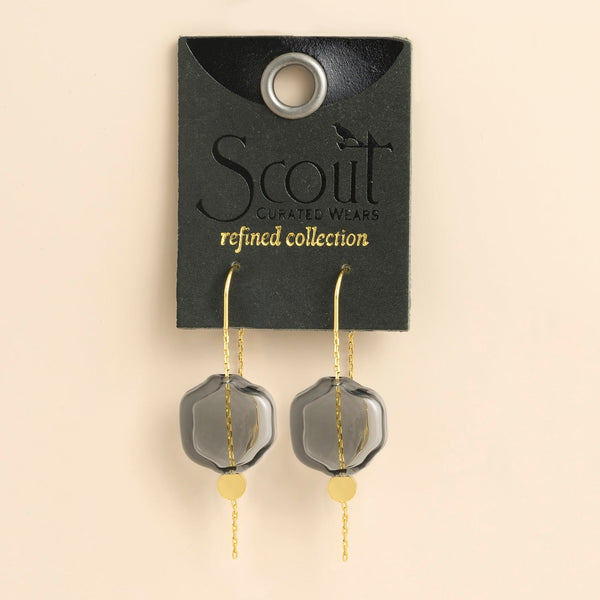 Refined Gold & Smoke Organic Glass Threader Earrings | Scout | boogie + birdie