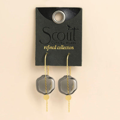 Refined Gold & Smoke Organic Glass Threader Earrings | Scout | boogie + birdie