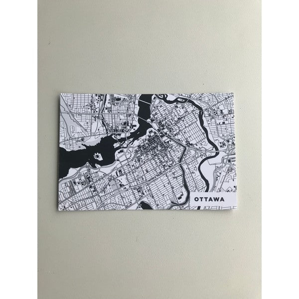 Black and White Ottawa Map Postcard | ILikeMaps | boogie + birdie