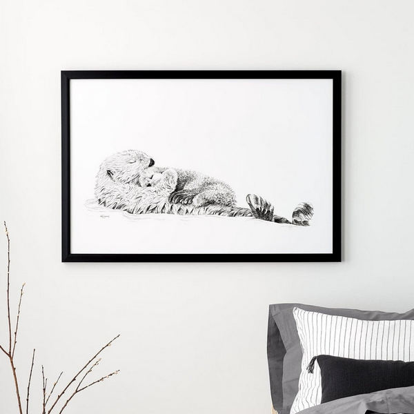 Large Otter with Baby Print 12x18 | Le Nid Atelier | boogie + birdie