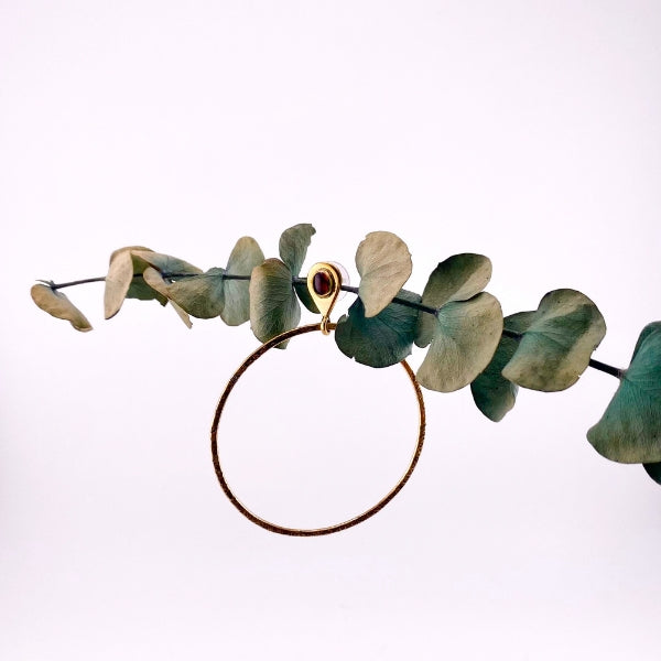 Brass Ouija Red Stone Hoop Earrings | Lissa Bowie Jewellery | boogie + birdie