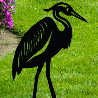 Heron Black Metal Decor Stand (Outdoor Heron Silhouette) | Northbound Elements | boogie + birdie