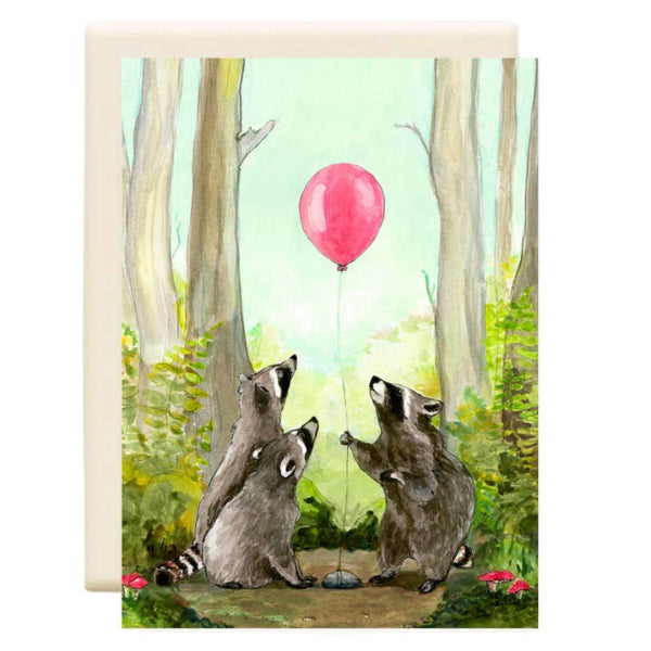 Raccoon Trio Party Animals Birthday Card | Inkwell Cards | boogie + birdie